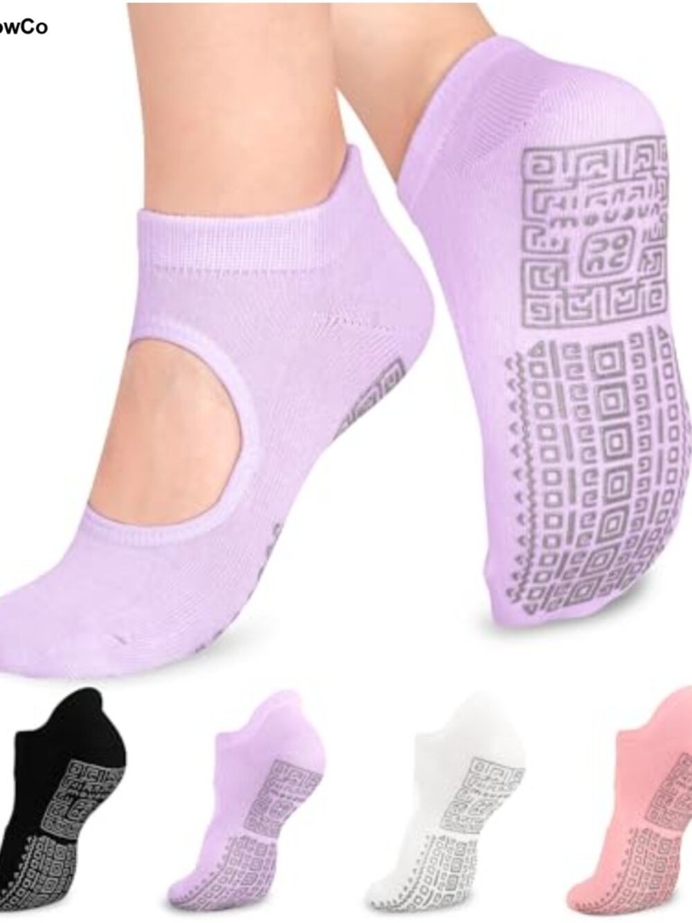 Non Slip Grip Yoga Socks with Cushion for Pilates Barre